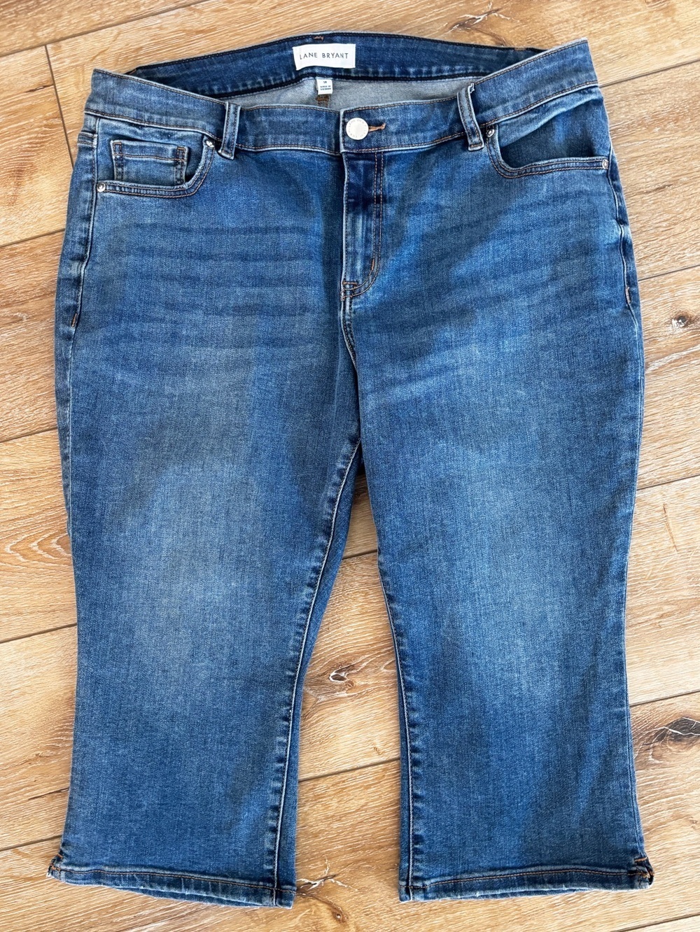 Lane Bryant Womens Capri Cropped Stretch Denim Jeans Plus Size 18 Mid-Rise Pedal